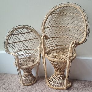 Set of Two Wicker Peacock Chairs